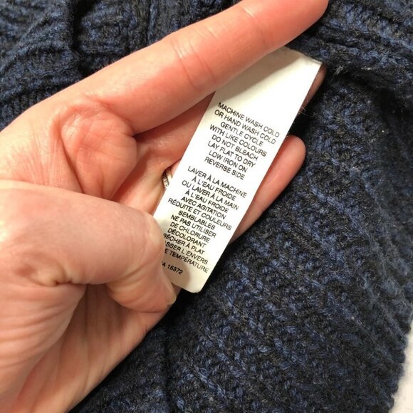 Joe FRESH Deep Navy Chunky Knit Pocket Long Buttonup Grampa Cardigan Sweater - Picture 12 of 14